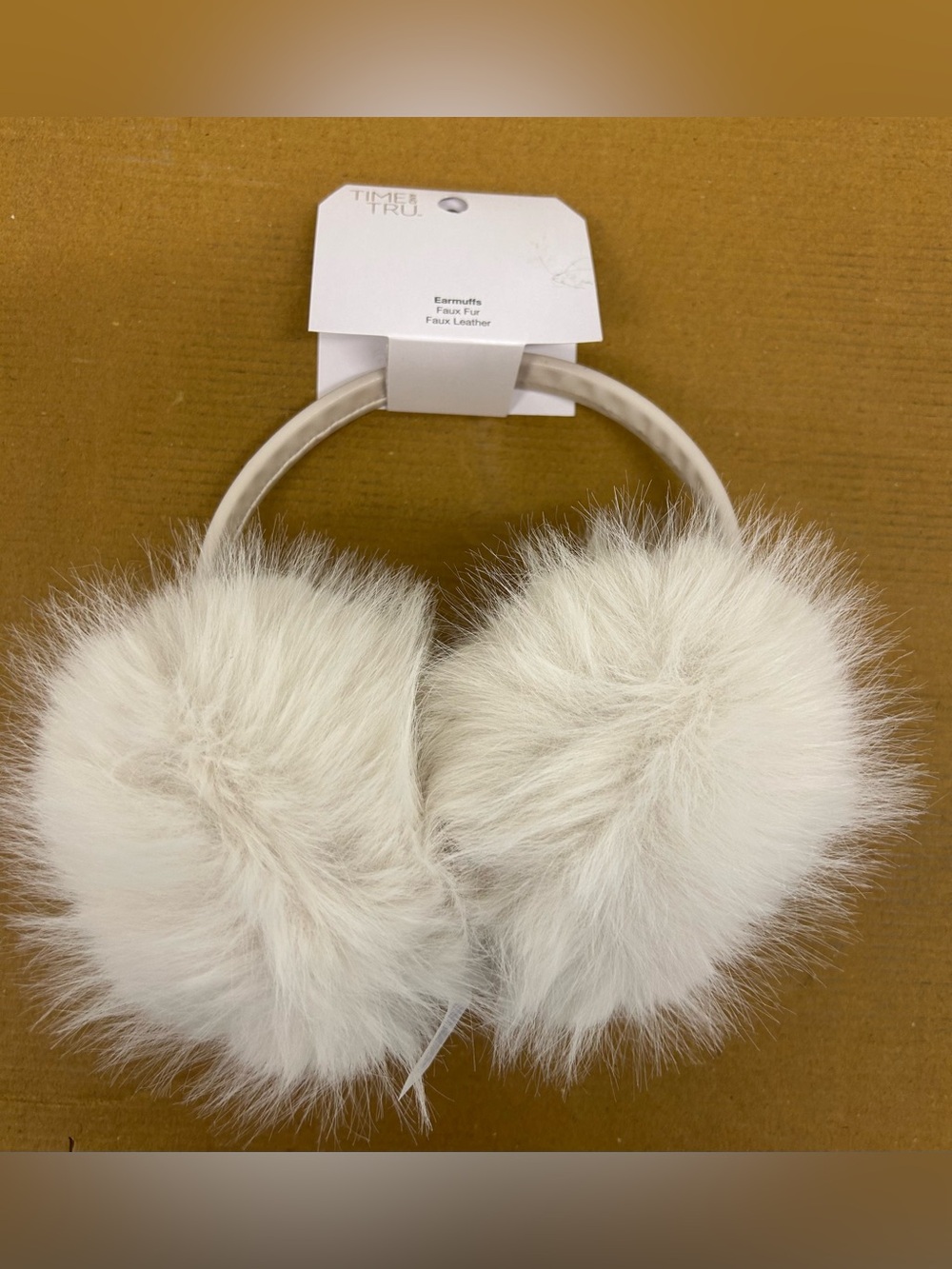 TIME & TRU Faux Fur Earmuffs - Cream